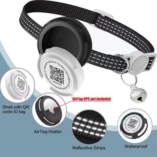 Reflective Kitten Collar with AirTag Case & QR Tag