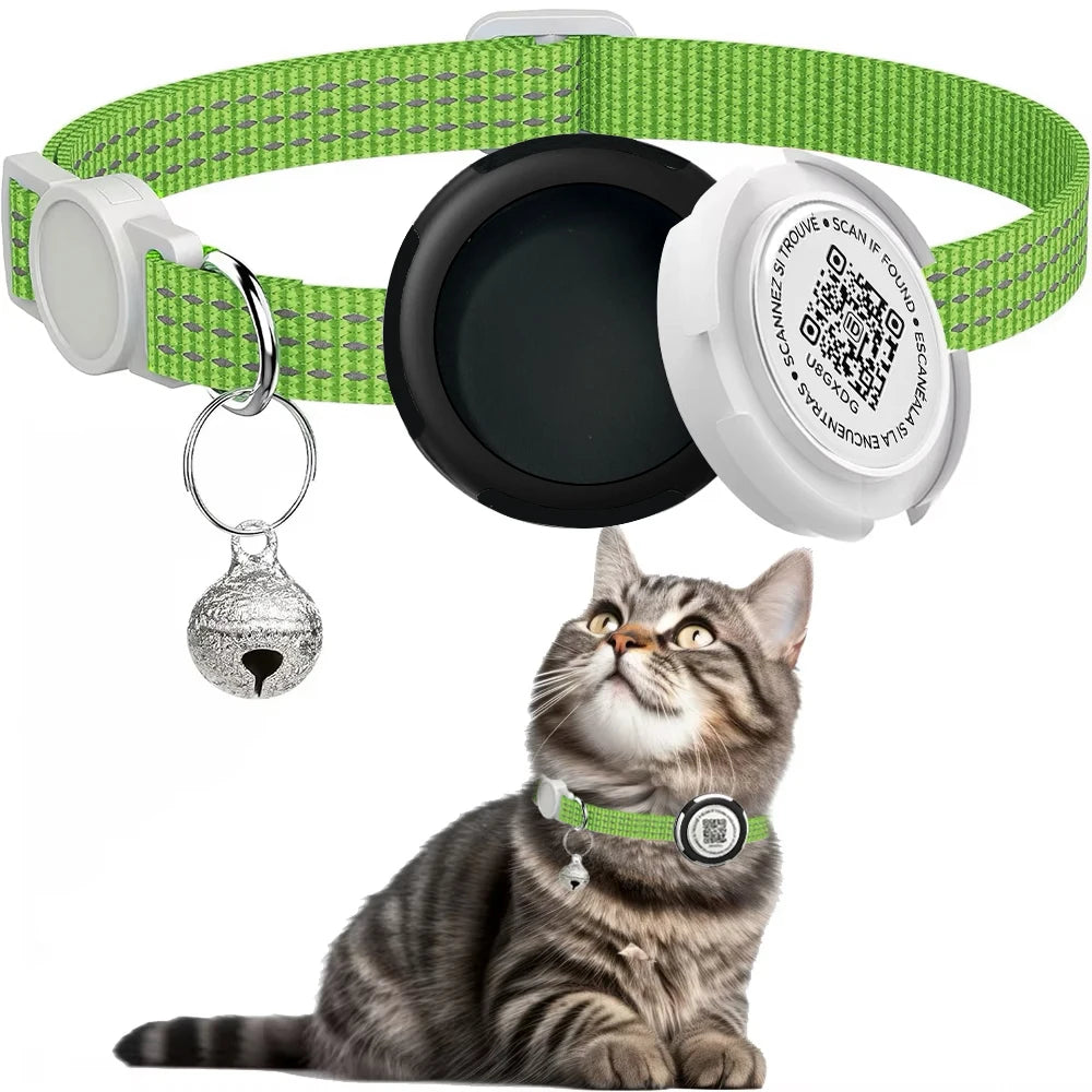 Reflective Kitten Collar with AirTag Case & QR Tag
