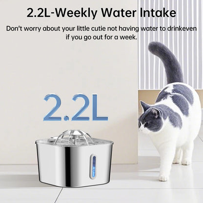 Automatic Cat Fountain – 2.2L Stainless Steel Water Dispenser