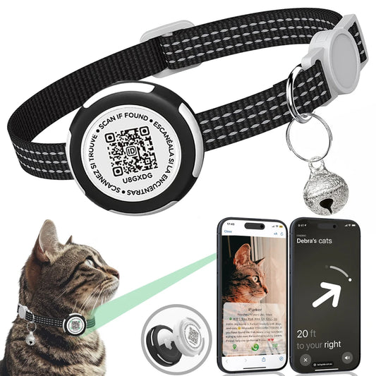 Reflective Kitten Collar with AirTag Case & QR Tag