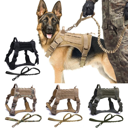 Tactical Dog Harness with Training Vest & Leash Attachment