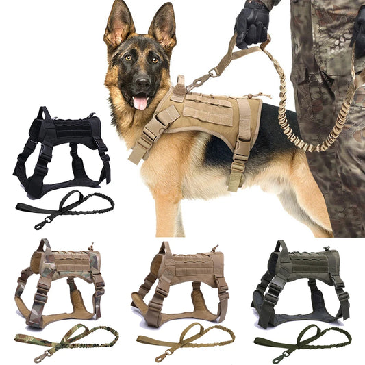 Tactical Dog Harness with Training Vest & Leash Attachment