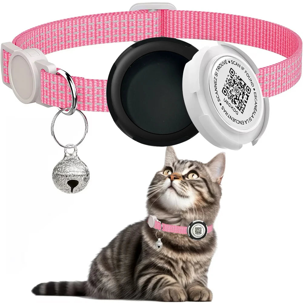 Reflective Kitten Collar with AirTag Case & QR Tag