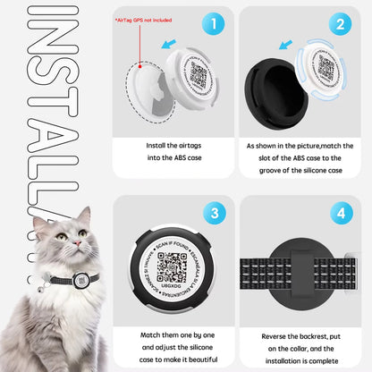 Reflective Kitten Collar with AirTag Case & QR Tag