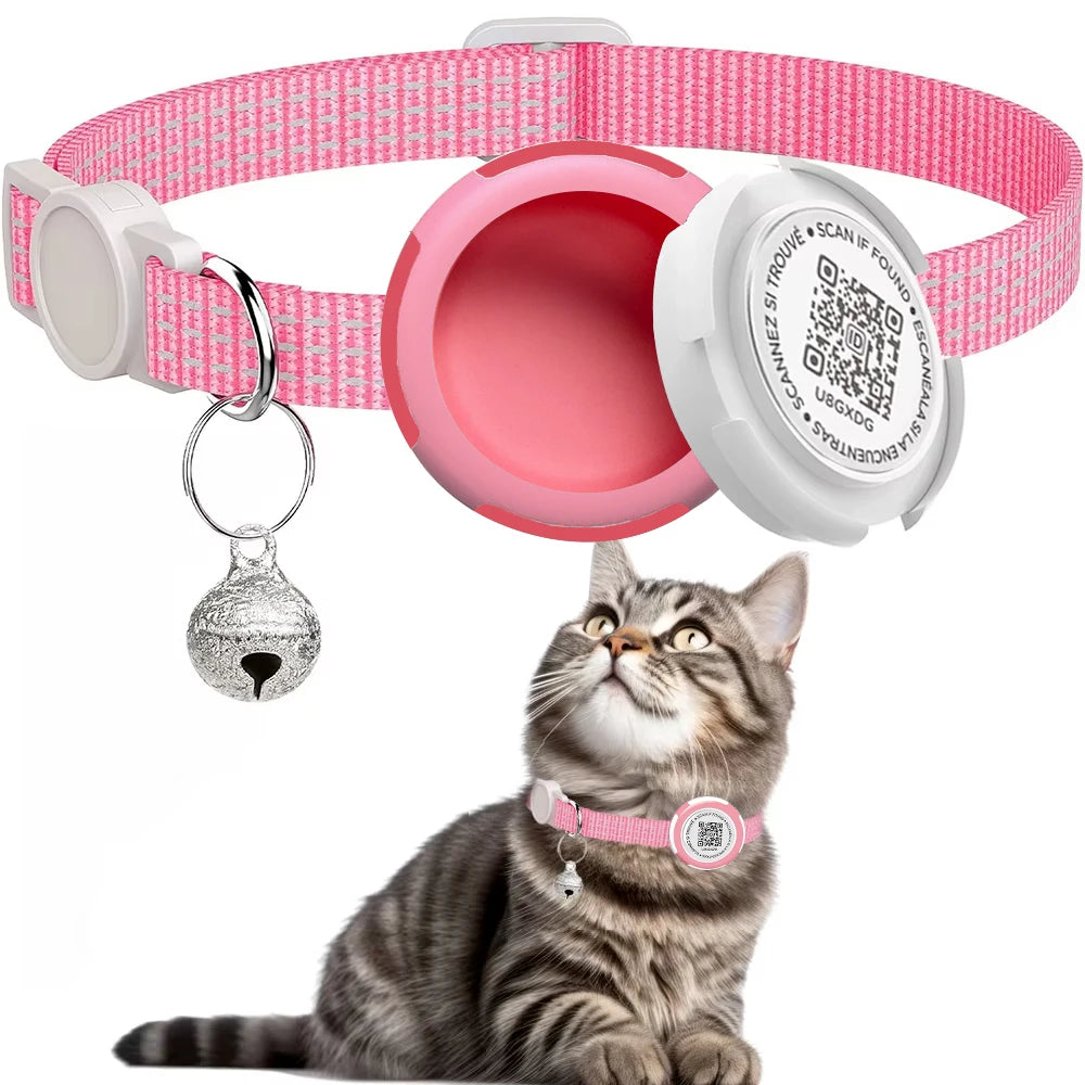 Reflective Kitten Collar with AirTag Case & QR Tag